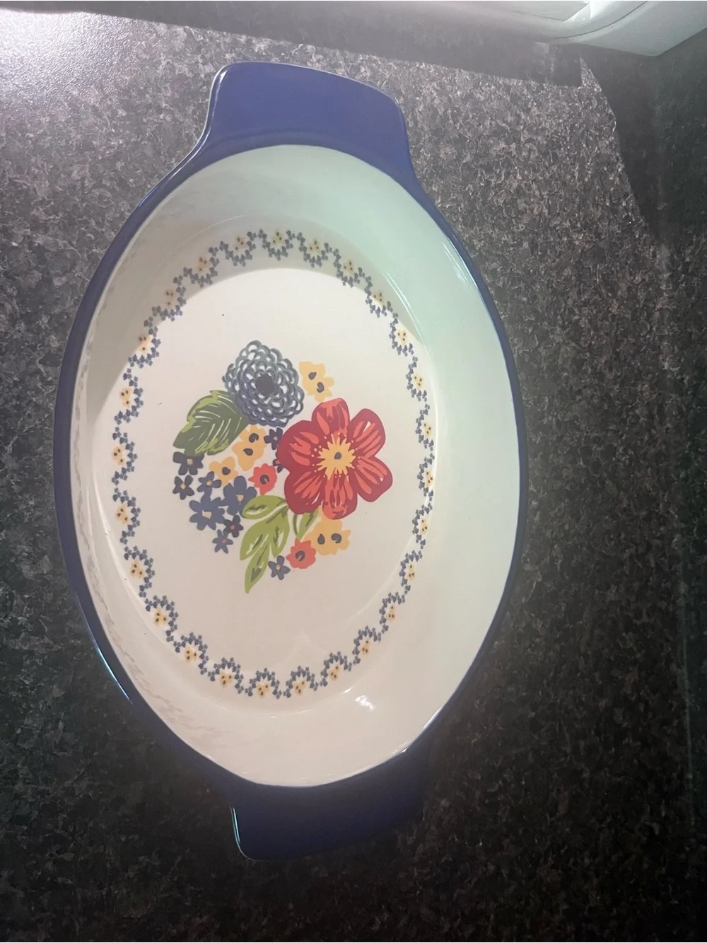 The Pioneer Woman Blue Floral Oval Ceramic Baking Dish